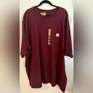 CARHARTT Men's Burgundy Pocket Original Fit T-Shirt, Size 4X